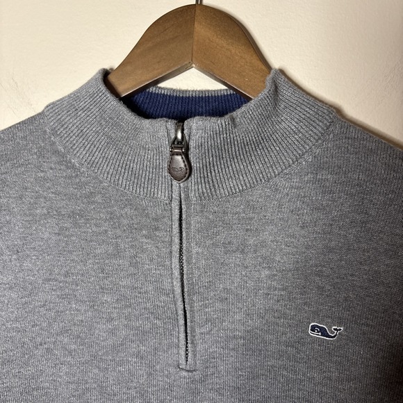 Vineyard Vines Gray Boys Quarter Zip Sweater Size 16 Large Preppy Frat - Picture 3 of 7